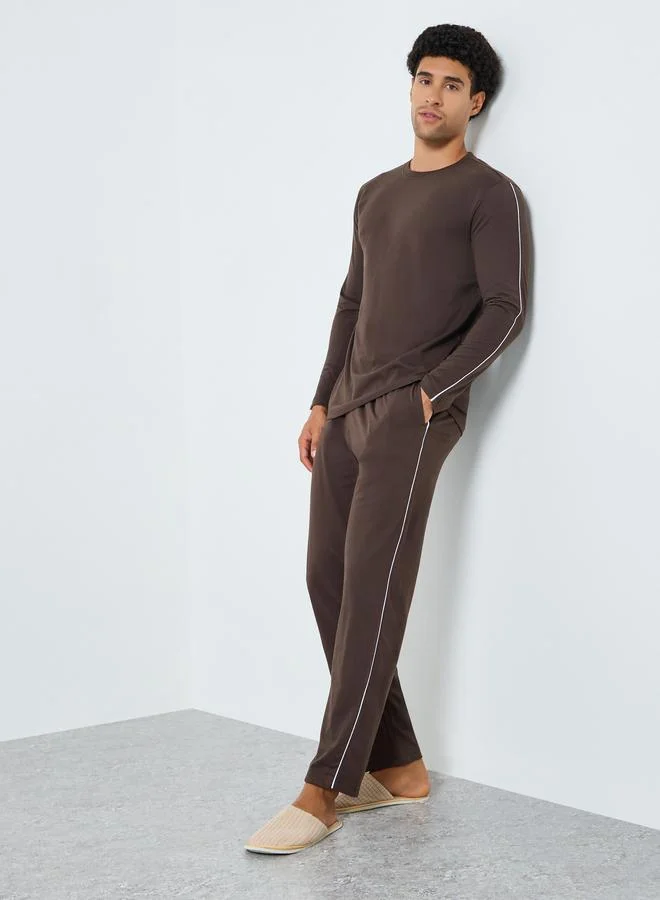 Men Solid Long Sleeves T-Shirt and Pyjama Set